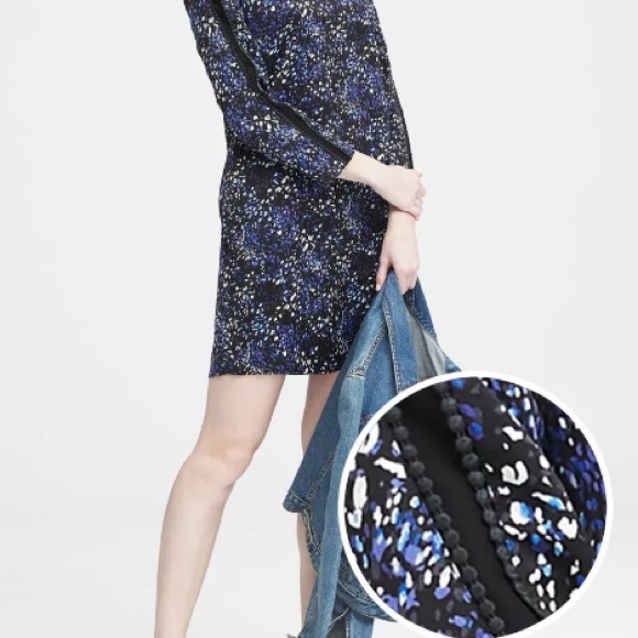 Banana Republic Lace Trim Shift Dress Blue Print - Picture 6 of 10